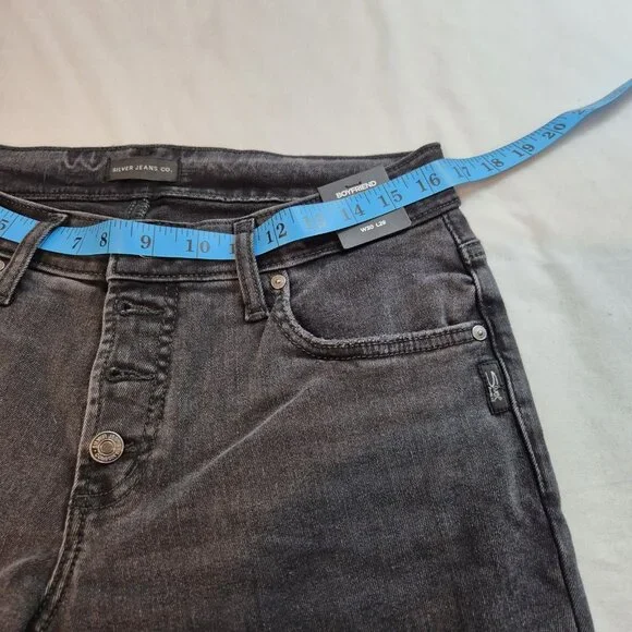 Silver Jeans Women's Size 30X29 Black Denim Boyfriend Comfort Distressed (62) - Picture 3 of 12